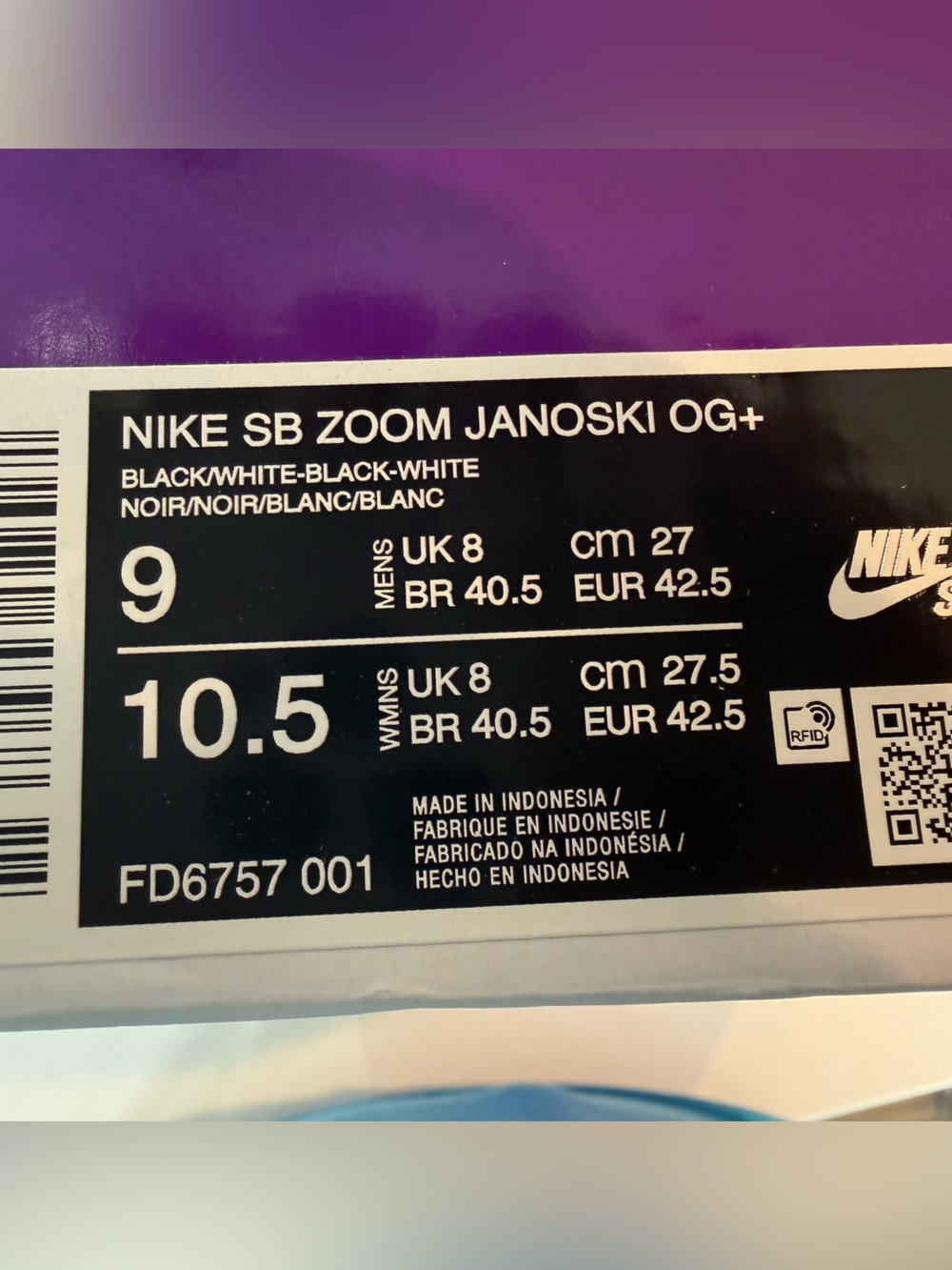 Nike SB Zoom Janoski OG+ Black Suede Low-Top Loafers White Size 9 Men/10.5 Women - Picture 10 of 10